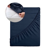 PRZEŚCIERADŁO BAWEŁNIANE JERSEY 200X200 GRANATOWE NIEBIESKIE