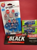 Zestaw samochodzików Policja Police znaki drogowe