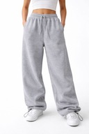 SPODNIE DRESOWE DAMSKIE BAGGY SZARE OVERSIZED