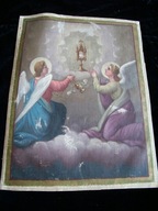 Dwustronny obraz procesyjny: św. Alojzy Gonzaga i adorujący NS aniołowie.