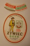 ETYKIETA PIWO ŻYWIECKIE ŻYWIEC BEER - IMPORTED BY STANLEY STAWSKI CHICAGO