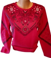 Bluza czerwona ciekawy wzór r. 34/36