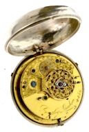 Ciekawy, angielski szpindlowy zegarek kieszonkowy, srebrny. Szpindlak