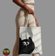 Bawełniana Torba Eko Shopper– naturalny Torba z Kotem– Humorystyczny Nadruk