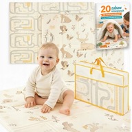 Dwustronna Mata Piankowa EDUKACYJNA 180x120 cm SKŁADANA Las Dzieci + GRATIS