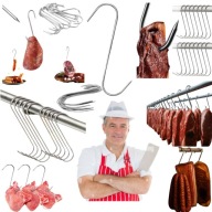 HAK HACZYKI DO GRILLA WĘDZENIA MIĘSA RYB DUŻE STAL NIERDZEWNA 45 SZTUK