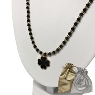 NASZYJNIK CZARNY KONICZYNKA ZŁOTY STAL CHIRURGICZNA