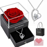 WIECZNA RÓŻA Z NASZYJNIKIEM PREZENT WALENTYNKI DLA DZIEWCZYNY ŻONY MAMY 2W1