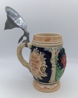 Kufel kolekcjonerski 20cm Western Germany ceramika-cyna vintage #1196