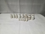 Stare odważniki porcelanowe z okresu Prl-u. Zestaw 1-20dkg 13szt. (5)