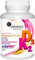 Suplement diety Aliness Witamina K2 MK-7 100 µg z Natto + D3 60 kapsułek