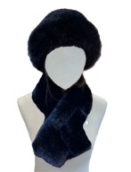 Damski komplet zimowy puszysta czapka futrzana z szalikiem