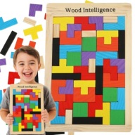 TETRIS DREWNIANE PUZZLE UKŁADANKA KLOCKI 3D GRA LOGICZNA EDUKACYJNA 40 EL