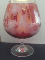 Wspaniały kielich do wina Egermann ręcznie cięte szkło rubinowe (A196)