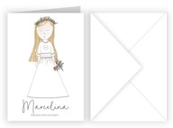 Zaproszenia komunijne na komunię z kopertą dla dziewczynki - PERSONALIZACJA