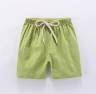 Lniane krótkie spodenki szorty z kieszonką dla chłopca zielone 128 8 lat