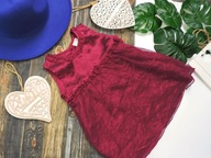 Lindex - bordowa sukienka tiul , falbanki r 74