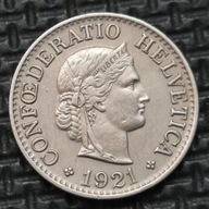 *SZWAJCARIA [0614] *10 rappenów 1921 Konfederacja Szwajcarska, Liście dębu