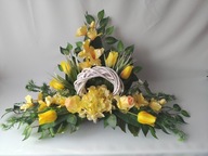 Stroik Cmentarz wiosna gladiola tulipany żółty stojący