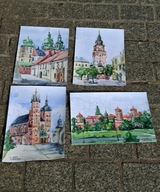 Obraz akwarela plener Kraków Denys Tsarenko Oryginał