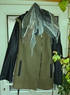 OLIWKOWA KURTKA ZE SKÓRZANYMI RĘKAWAMI 44/46 RAINBOW JAK NOWA SZALIK GRATIS