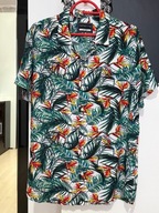 R Koszula hawajska Debenhams kolorowy palmowy mix kwiatowo liściowy L