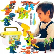 ZESTAW klocki konstrukcyjne DINOZAURY do skręcania z wkrętarką śrubokrętem