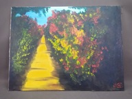 Droga przez ogród - duży olej malowany na płótnie