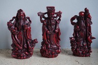 TRZEJ MĘDRCY FUK LUK SAU ORYGINAŁ FIGURY HAND MADE RED RESIN UNIKAT CHINY