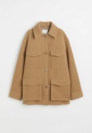 H & M kurtka shacket beż cargo oversize karmelowa parka płaszcz barn jacket