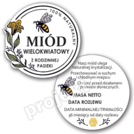 NAKLEJKI ETYKIETY NA MIÓD 12 sztuk przód tył 5x5 cm