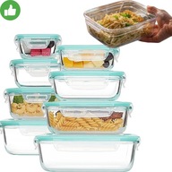 8X SZKLANE POJEMNIKI NA ŻYWNOŚĆ LUNCHBOX DO PIEKARNIKA MIKROFALI ZESTAW