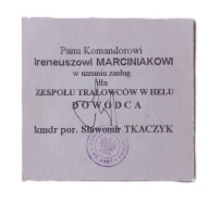 LEGITYMACJA MEDAL PAMIĄTKOWY ZESPÓŁ TRAŁOWCÓW W HELU JW 3907 ZOBACZ!