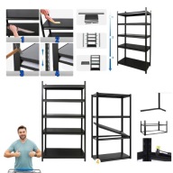 REGAŁ MAGAZYNOWY METALOWY CZARNY SKRĘCANY GARAŻ PIWNICA BIURO 200X100X40 cm