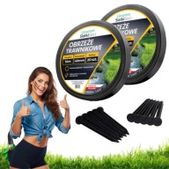 OBRZEŻA OGRODOWE PLASTIKOWE TRAWNIKOWE OBRZEŻE PALISADA CZARNA + KOTWY