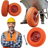 KOŁO DO TACZKI PEŁNE POLIURETANOWE 400 MM/ 130 KG MOCNE OŚKA NIEPRZEBIJALNA