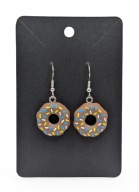 Kolczyki Pączki Donuty Brąz dla kobiet dzieci na imprezę urodziny prezent