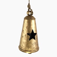 Metalowy złoty dzwonek świąteczny złoty z gwiazdą 25 cm jak Home&You