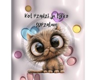 Panel z nadrukiem wodoodporny na torbę 45/45cm kot kociak oxford