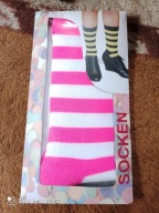 Skarpety w paski różowo białe