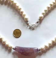 Retro*białe, słodkowodne perły ,agat smoczy,srebro925