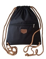 Worek plecak HABILE design bag czarny sznur karmelowy