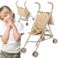 WÓZEK DLA LALEK SPACERÓWKA SKŁADANY LEKKI STABILNY SPACEROWY KWIATKI WOOPIE