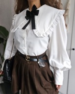 Galowa śnieżnobiała koszula z dużym kołnierzem L