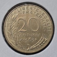 *FRANCJA [0112]*20 centymów CENTIMES 1969 Piąta Republika, Marianna Rośliny