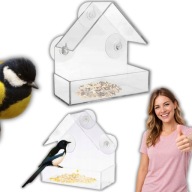 KARMNIK DLA PTAKÓW PRZEZROCZYSTY NA SZYBĘ OKNO NA ZIARNO SŁONECZNIK POKARM
