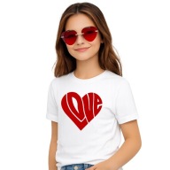 Koszulka dziecięca t-shirt Love Serce Walentynki Urodziny - Prezent 110-116