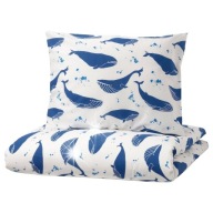 IKEA BLAVINGAD komplet pościeli wieloryb 150x200cm + 50x60cm