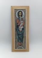 Matka Boska z Jezuskiem ikona mozaika z płytki ceramicznej ręcznie malowana