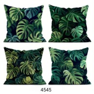 Poszewki na poduszki 4 szt. 45x45cm LIŚCIE MONSTERY ZIELONE TROPIKALNE 4545